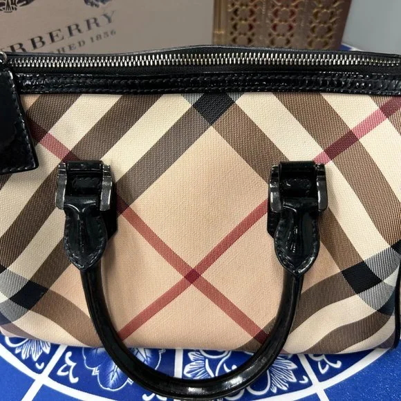 Burberry Nova Check Top Handle Bowling Bag